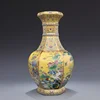 Luxury Chinese Classic Antique Ceramic Yellow Enamel Flower Vase Home Decoration Beautiful Vase 4