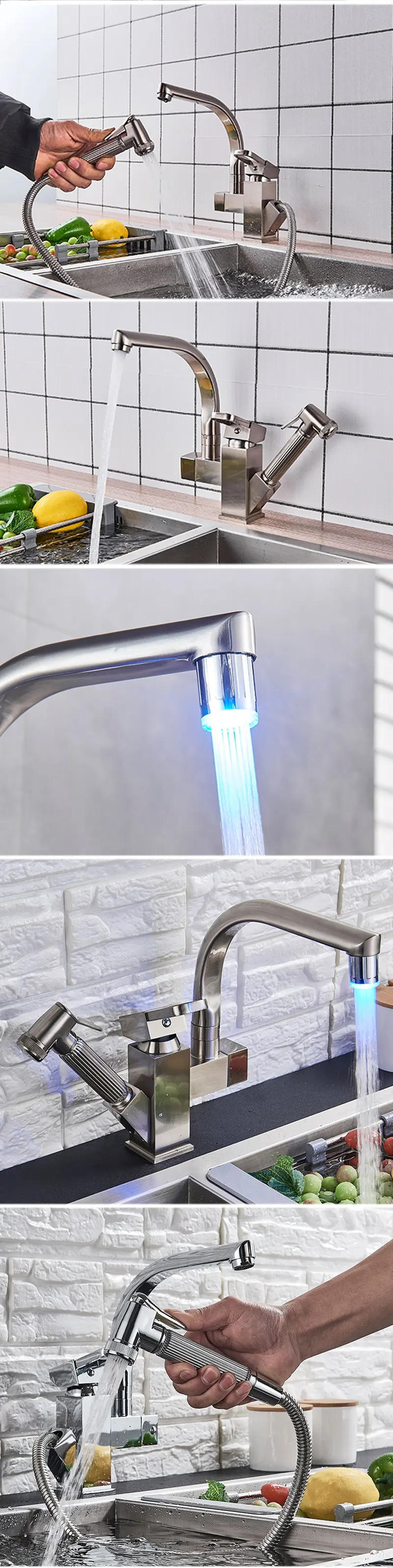 Kitchen Faucet Pull Out Bidet Spray Deck Mount Hot Cold Mixer Tap