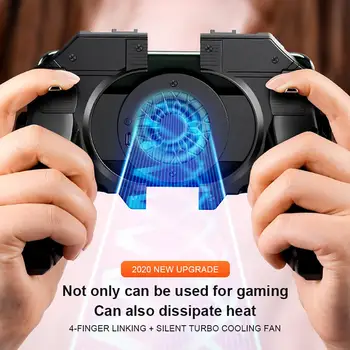 

Mobile Phone Game Controller 4 Trigger Gamepad For 4.7-6.5 inches Smartphone with Cooling Fan Trigger Joystick Universal Handle