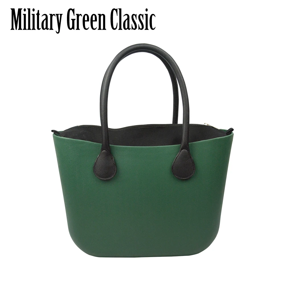military green Стиль obag Классическая EVA сумка со вставкой внутренний карман ручки красочные EVA силиконовые резиновые водонепроницаемые женские сумки - Цвет: military green