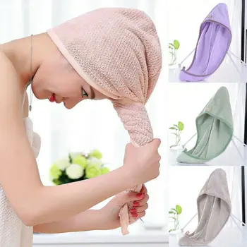 

Magic Hair Drying Towel Hat Cap Microfibre Quick Dry Turban For Bath Shower Pool Spa