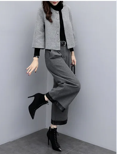 

Elegant Debutante 2019 New Style Autumn And Winter Two-Piece Pants Woolen Long-sleeved Coat Online Celebrity Fashion WOMEN'S Sui