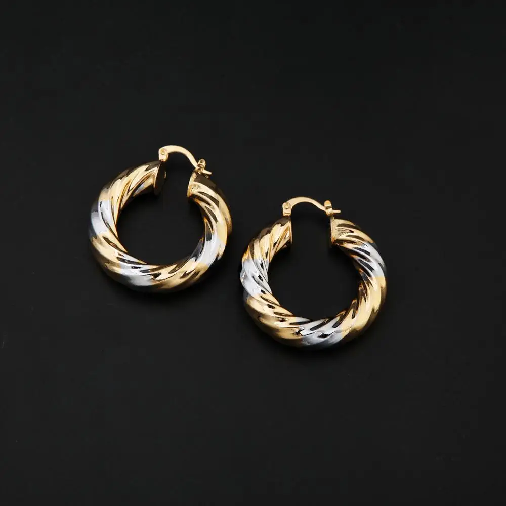 Две серьги с несколькими тонами скрученный круг кольца модные латунные Простые