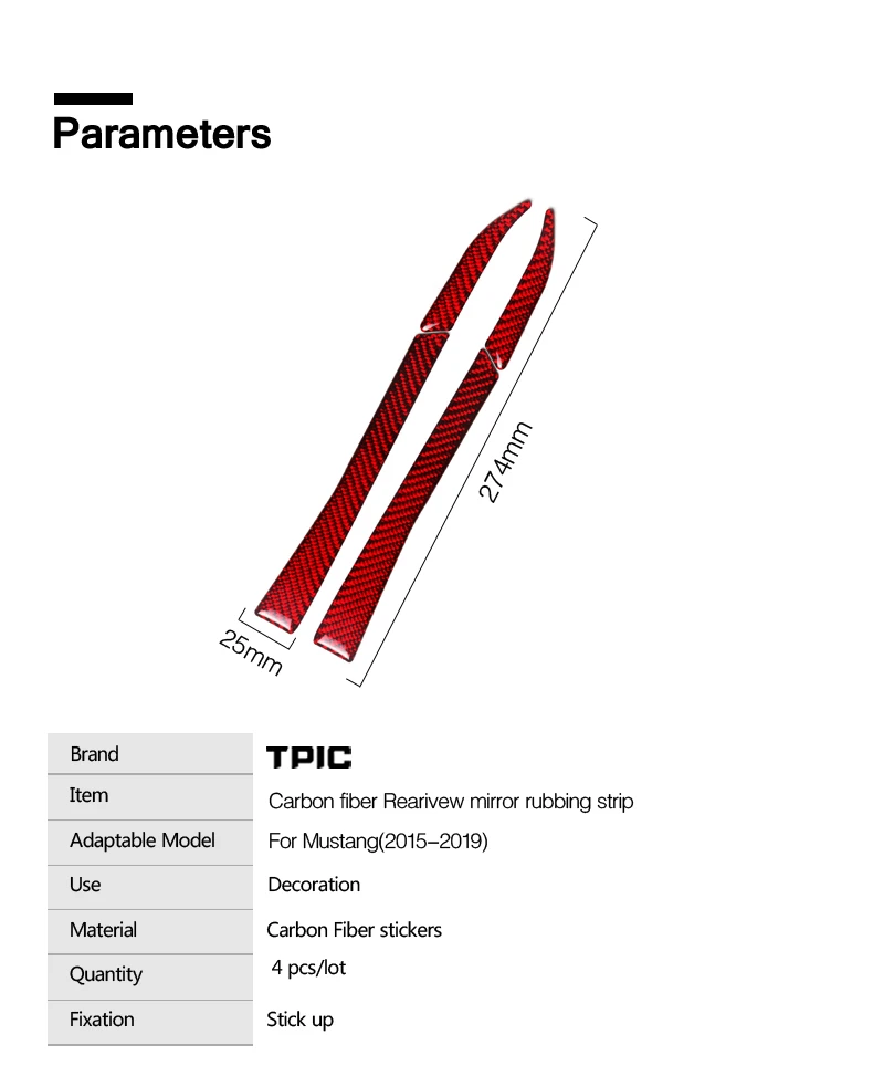 TPIC зеркало заднего вида автомобиля анти-втирания полосы анти-столкновения наклейки из углеродного волокна наклейки для Ford Mustang- авто аксессуары