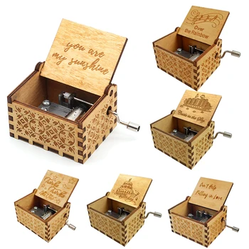 

New Carved DIY Music Box Kids Parents Hand Cranked Wooden Music Box Baby Handmade Intelligence Development Toys Christmas Gift