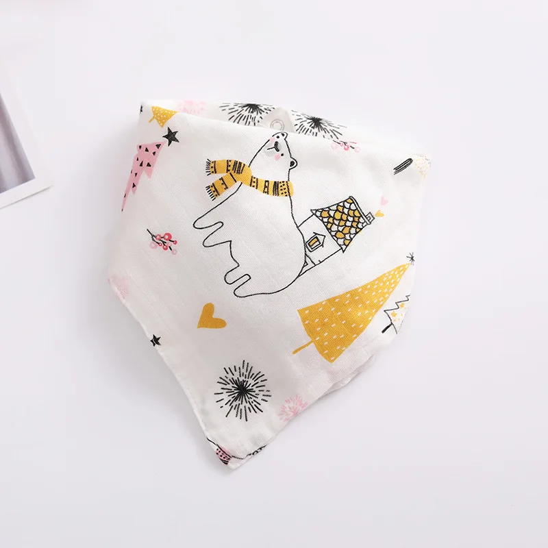  3Pcs/Lot Baby Bib Newborn Boys Girls 4-Layer Gauze Printing Handkerchief Feeding Towel Baby Square 