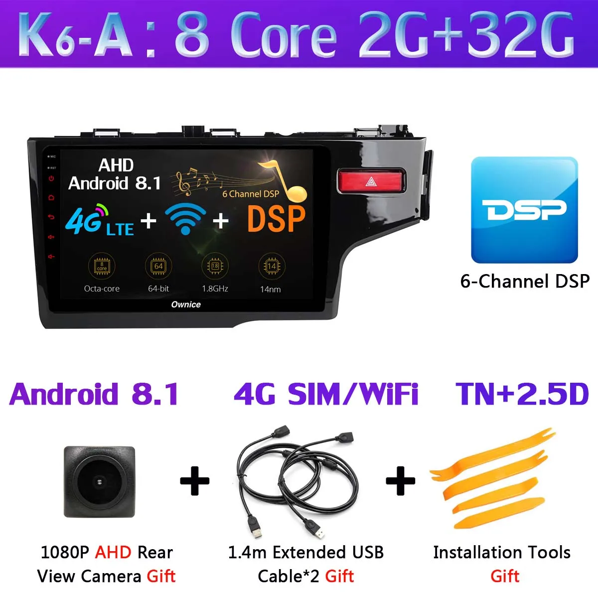 Панорамная камера 360 ° Android 9,0 8 ядерный 4G+ 64G DSP SPDIF CarPlay Автомобильный gps радио плеер для Honda Fit Jazz- LHD RHD - Цвет: K6-A