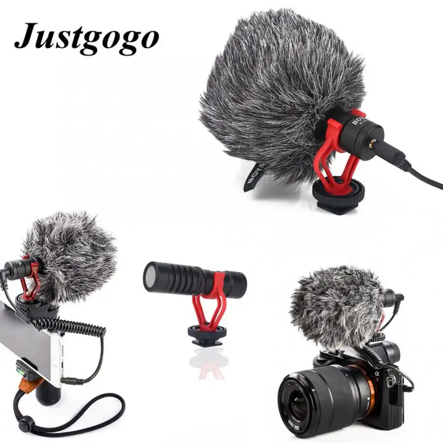 Кардиоидный микрофон для DSLR камеры смартфона и видеокамеры с подставкой и ветрозащитным защитным кардиоидным микрофоном