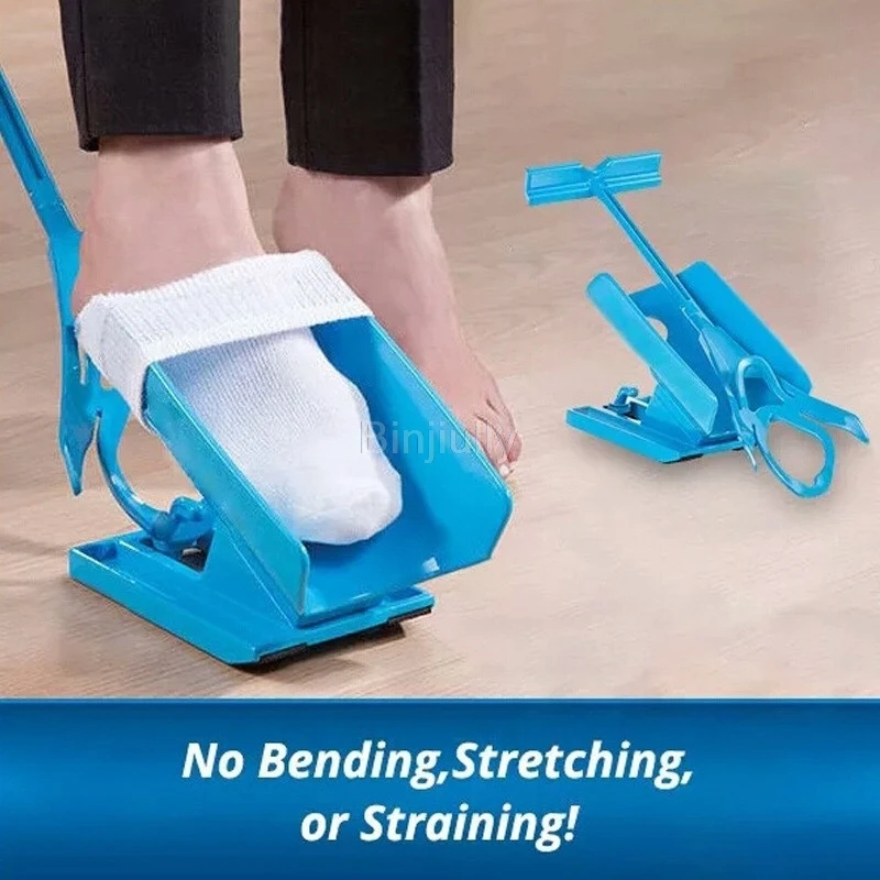 1pc Sock Slider Aid Easy on off Sock Helper Kit Shoe Horn Pain Free No Bending for Pregnancy Dressing Aids Tools shoe horn sock aid kit