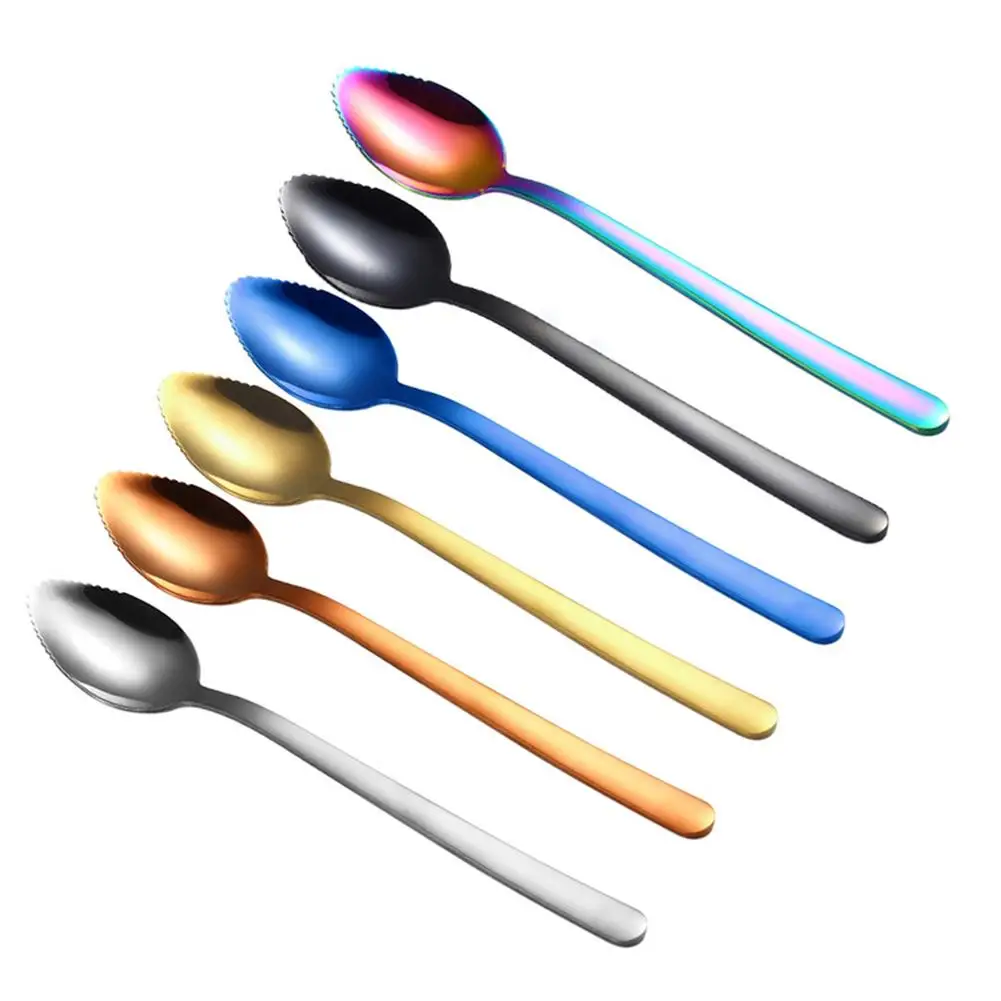 

1Pc Stainless Steel Sawtooth Fruit Ball Scraping Spoon Baby Infant Digging Scoop