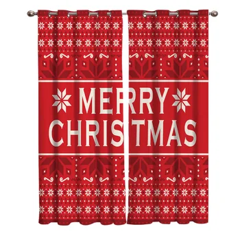 

Christmas-Themed Geometric Snowflakes Blackout Window Curtains Living Room Curtain Kitchen Blackout Curtains