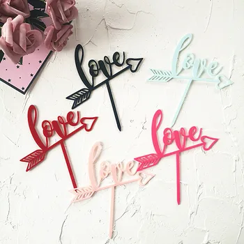

New Happy Valentine's Day Cake Topper Wedding Arrow Love Heart Cake Topper for Valentine's Day Wedding Party Cake Decorations