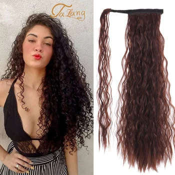 

TALANG 24” Water Wave Clip In Ponytail Hair Extension Long Corn Wave Wrap Around Pony Tail Hairpiece For Women
