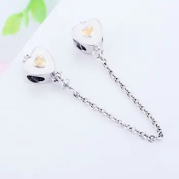 

Fit Original Charms Bracelets Jewelry Making 2020 Spring New 925 Sterling Silver Crown Heart Safety Chain Heart Beads
