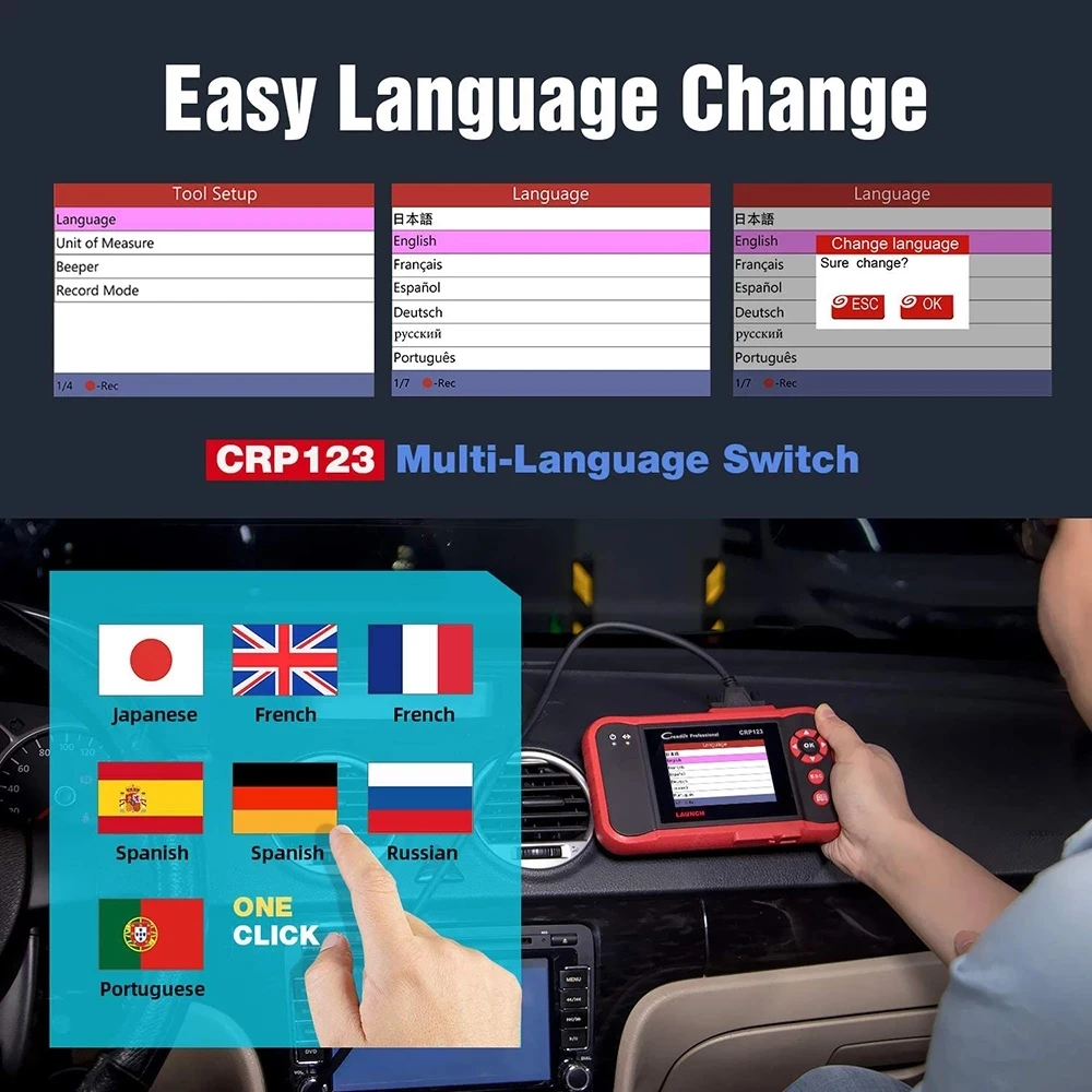 LAUNCH X431 CRP123 OBD2 EOBD Автомобильный сканер подушка безопасности SRS Трансмиссия