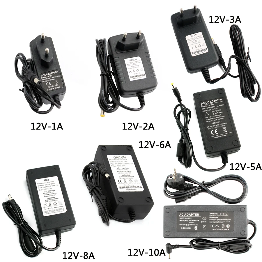 Питание 12V 1A 2A 3A 5A 6A 7A 8A 10A переключение трансформаторы 220 В до 12 В Питание адаптер Светодиодный драйвер 220 до 12