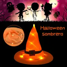 Светящаяся шляпа ведьмы на Хэллоуин Декор использовать для девочек и мальчиков детские резинки для волос с крюком для представления Карнавал Маскарад косплей