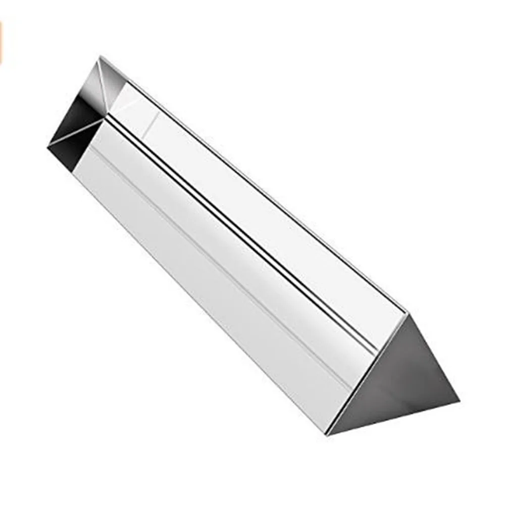 

Optical Glass Rainbow Colored Triangular Photography Prism Transparent with Red Box Optical Instruments