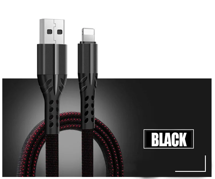 1 м 2 м USB кабель Быстрая зарядка алюминиевый сплав Плетеный плоский 3 а кабель для передачи данных для мобильного телефона для микро-зарядного устройства - Цвет: Black