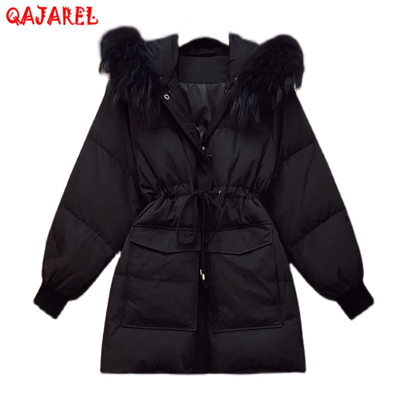 

2024 Black Cotton Thick Warm Fur Collar Quilted Coats Autumn Winter Korean Vintage Hooded Jacket Women Solid Elegant Casual Coat