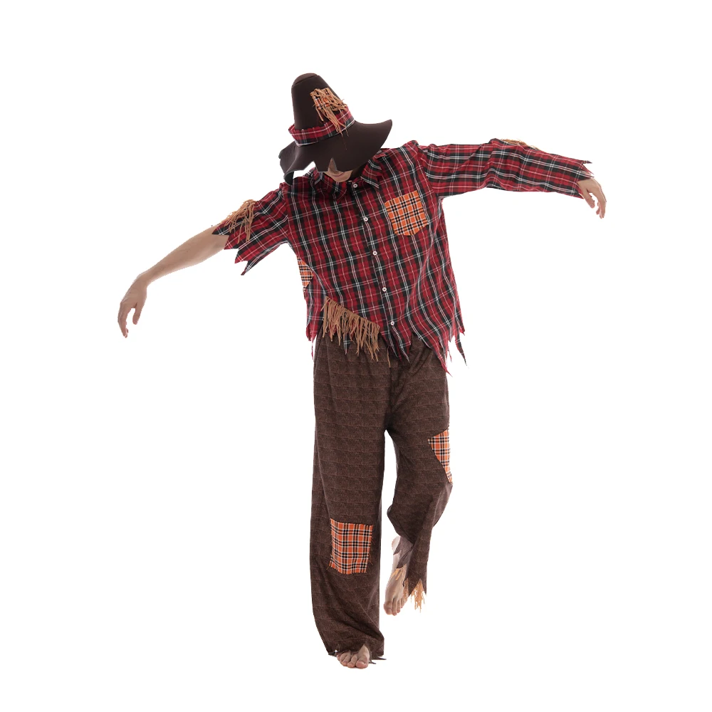 Eraspooky Men 's Scarecrow Cosplay Straw Man Halloween Costume For Adult  Christmas Party Stage Fancy Dress
