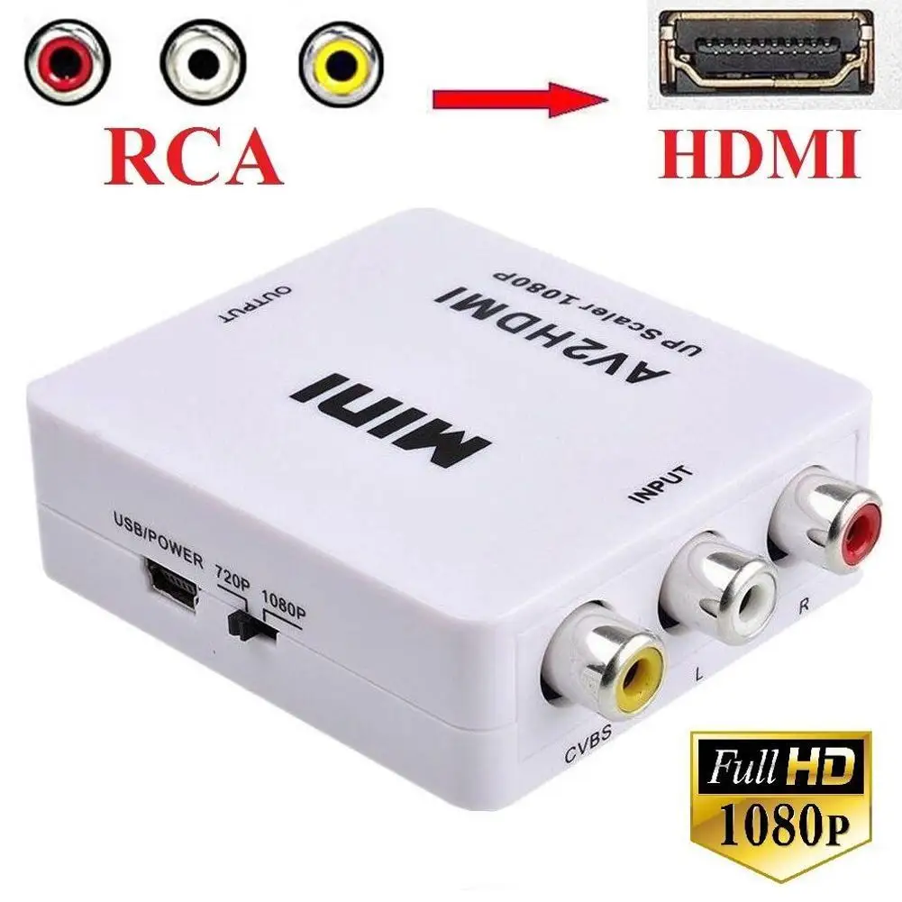 

HDMI TO AV Scaler Adapter HD Video Composite Converter HDMI RCA Support AV/CVSB HDMI2AV Video PAL 1080P NTSC New to L/R Box Z8U1