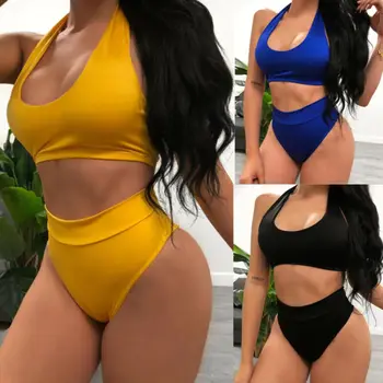 

2020 New Fashion Style 2 PCS Sexy Thong Bra Set Women Letter Bikini Set Swimwear Women's Swimsuit Soft Bikini Trend Beach Bikini