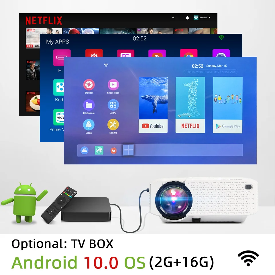 Мини проектор BYINTEK C520 2020 портативный светодиодный для сотового телефона 1080P 3D 4K