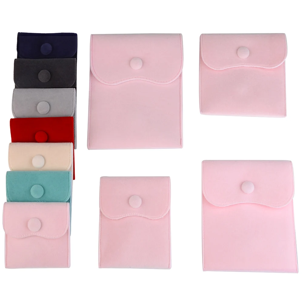 

2pcs/lot Snap Fastener Velvet Jewelry Bag Multi Color Soft Jewelry Packaging Bags For Storage Bracelet Earring Necklace