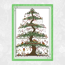 Joy Sunday Рождественская елка китайский Аида наборы вышивки крестом DMC 14CT 11CT хлопок ткань Декор для дома отеля живопись