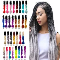30 Colors 60CM Women Jumbo Crochet Braiding Ombre Color Synthetic Kanekalon Hair Extensions Long Straight Ombre Grey Hair Piece 1
