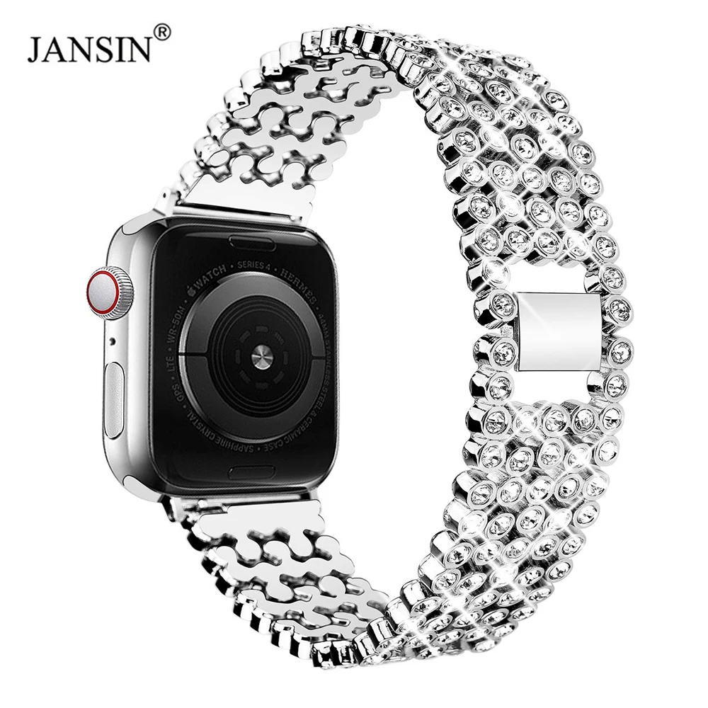 Алмазный ремешок для Apple Watch Series 6 SE 5 4 браслет из нержавеющей стали 3 Band 38 мм 42 44 40