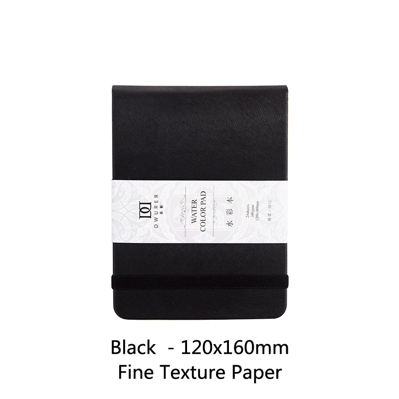 DWURER 300 г акварельный бумажный блок Sketchbook твердая обложка 24 листа художника Aquarelle бумага для акварельных цветов и влажных медиа блок - Цвет: black 120x160 fine
