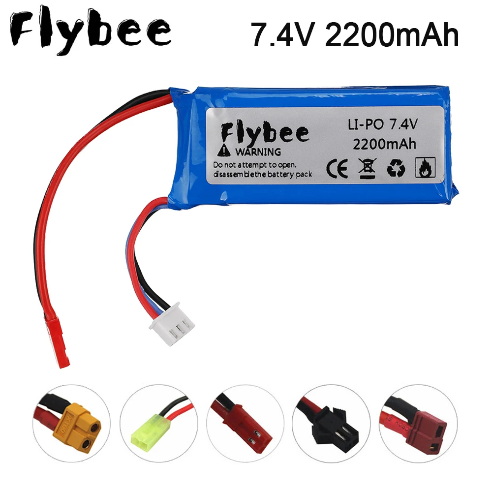 7.4V 2200mAh RC Lipo Battery For Wltoys 12428 12423 RC Car feiyue 03