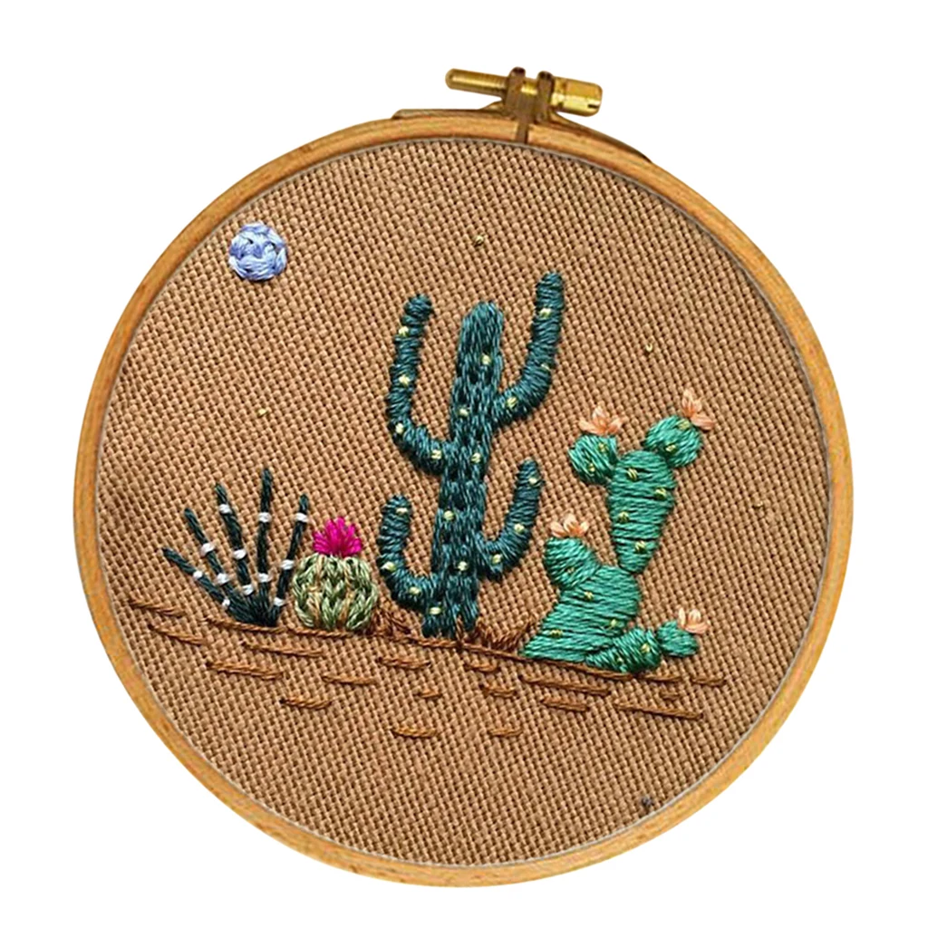 Cactus Pattern Cross Stitch Kits, Embroidery Kit with Embroidery Hoop - for Beginners, Starters, Handicrafts