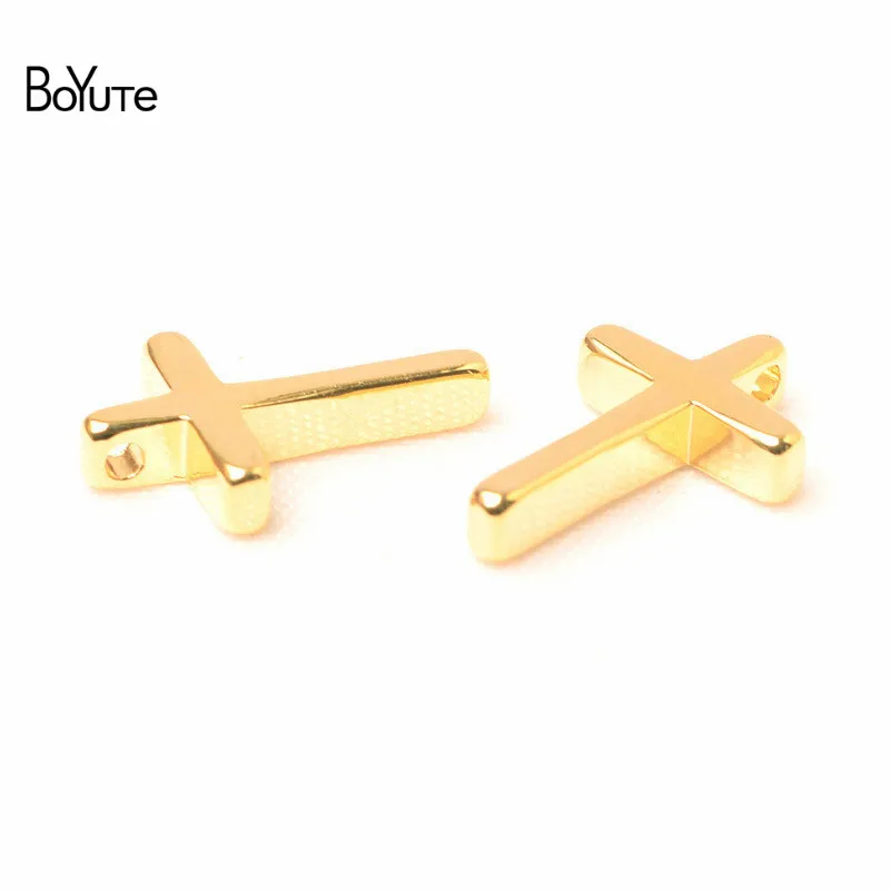 BoYuTe 1 Pair Metal Brass Elephant Tiger Cross Cactus Shaped Gold Pendant Charms for Jewelry Making (5)