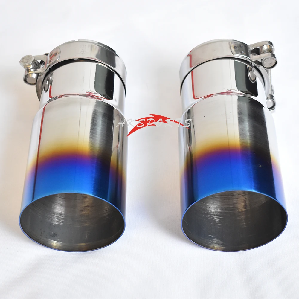 1 PC Blue Burnt Stainless Steel Universal Exhaust System End pipe Car Exhaust Pipe Single Straight Muffler Tip For BW Series