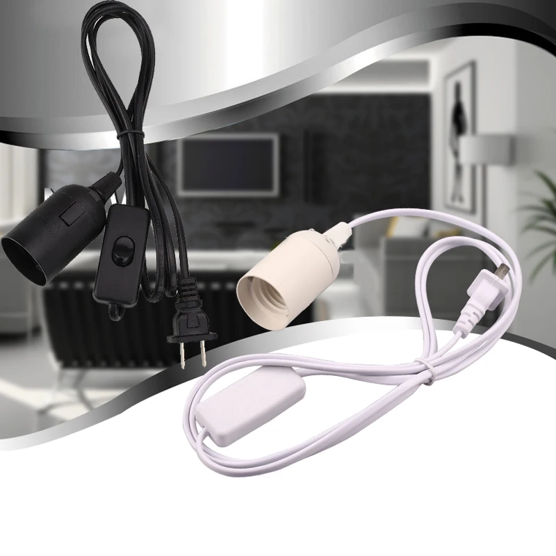6 футов Шнур E26 E27 Свет Цоколь для ламп розетка адаптер переключатель US Plug