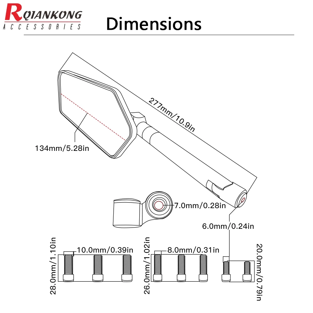 7/8 ''22mm универсальные мотоциклетные боковые зеркала заднего вида для YAMAHA YZF R1 R3 R6 R25 MT07 MT09 FZ07 FZ09 YBR 125 KAWASAKI Z800 Z1000