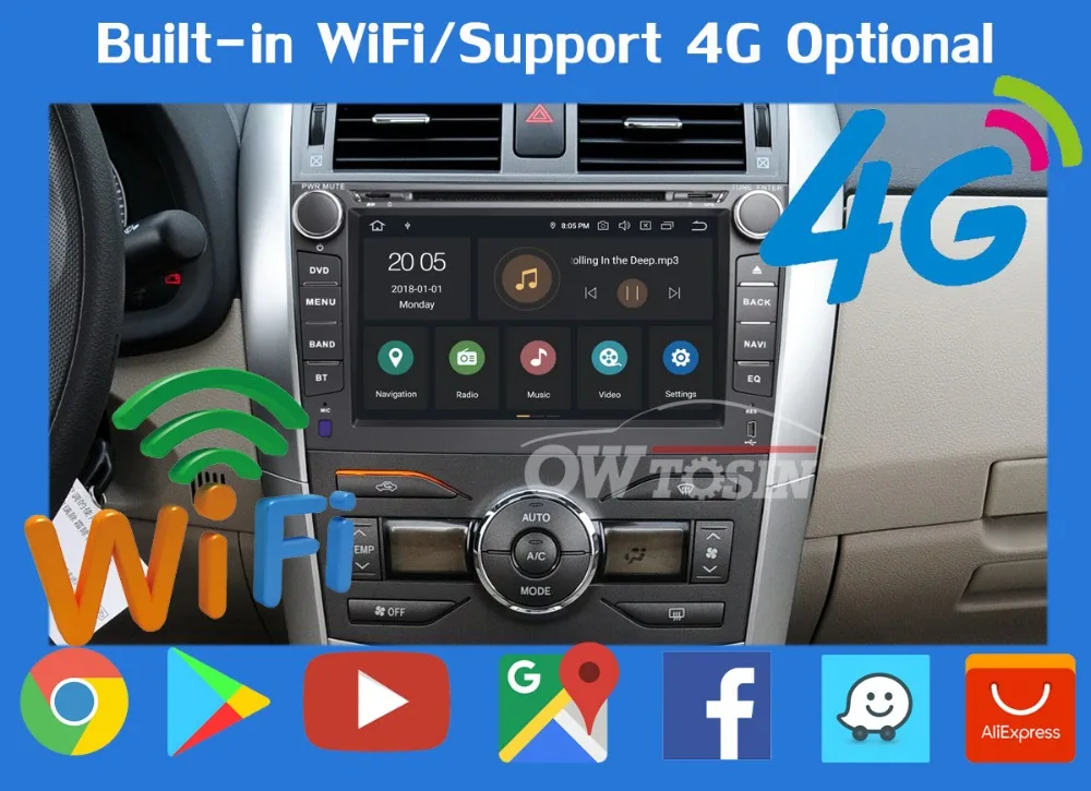 Best 8" Android 9.0 PX6 4G+64G for Toyota Corolla 2007 2008 2009 2010 2011 Car DVD Multimedia Player Radio GPS Navigation DSP CarPlay 19