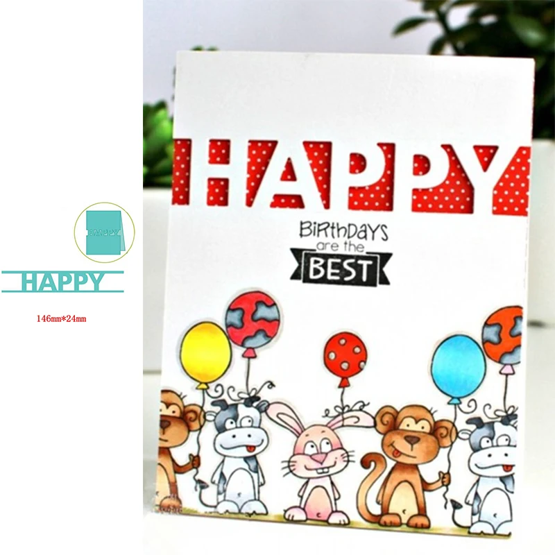 

Elegant HAPPY Word Hollow Popular Letters Decoration Metal Cutting Dies For DIY Scrapbooking Paper Cards Crafts New 2019