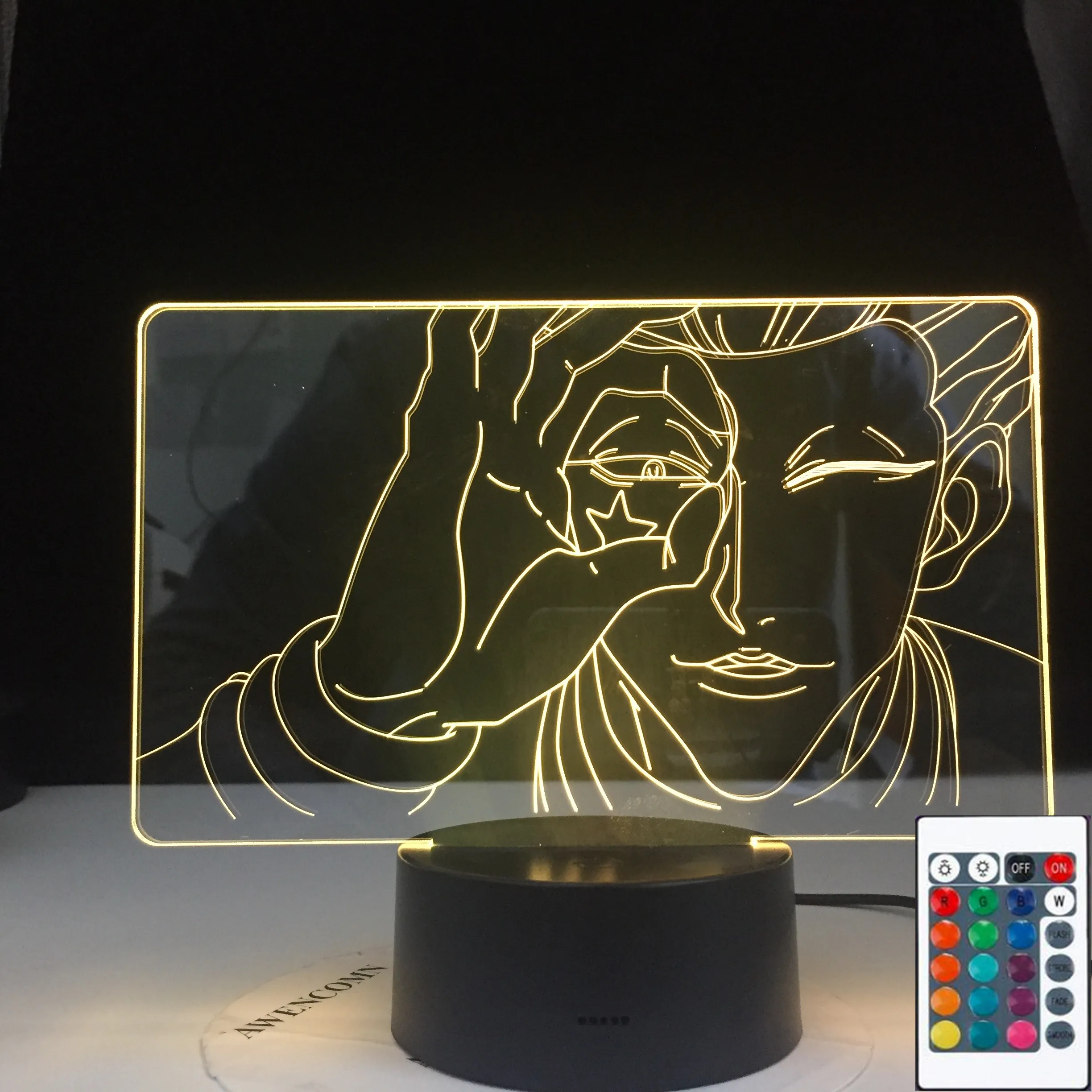 Светодиодная 3d-лампа Hisoka с изображением лица меняющая цвет освещение для