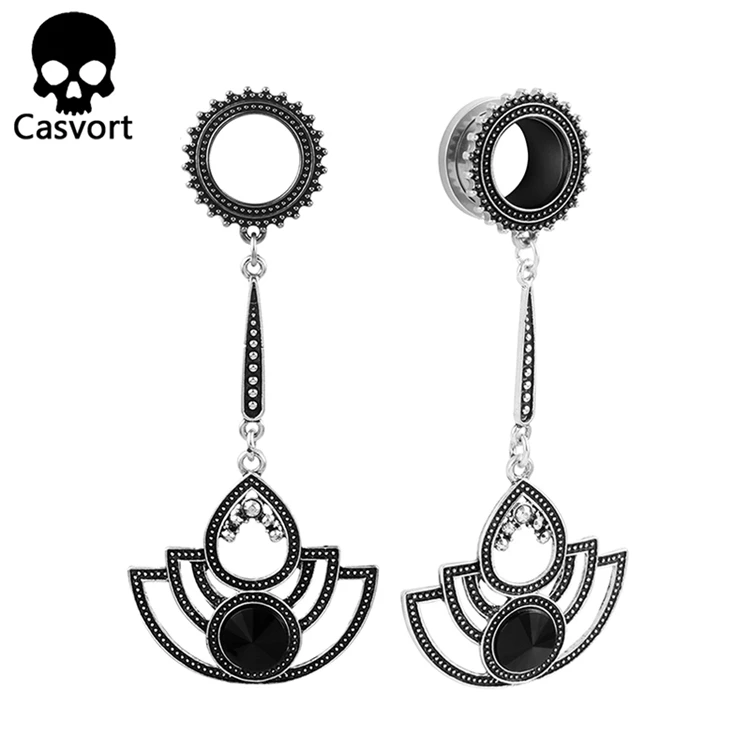 Casvort, 2 шт., серьги для пирсинга, расширитель, туннель, заглушка, Висячие шпильки, седло, ушные измерители, носилки, спираль, пирсинг, ювелирное изделие, подарок