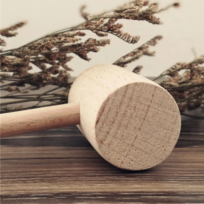 Wooden Meat Hammer Dual-side Meat Kitchen Wooden Crab Lobster Mallets Seafood Tool Carving Tool Jewelry Making Hammer