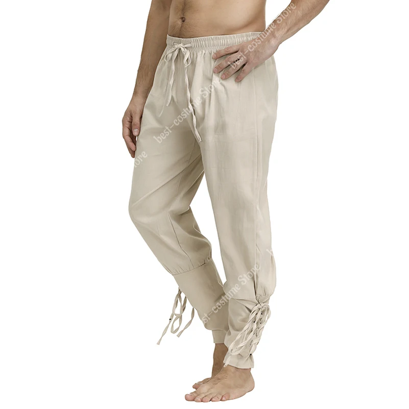 Medieval Pants for Men Pirate Viking Costume Pants Plus Size Trousers Pirate Cosplay Costume With Drawstrings