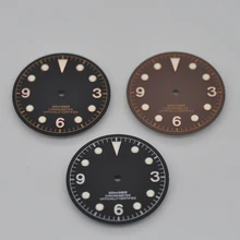 Детали часов, 30,4 мм черный/коричневый стерильный циферблат из розового золота/белые метки для Unitas ETA 2824 2836 автоматический механизм