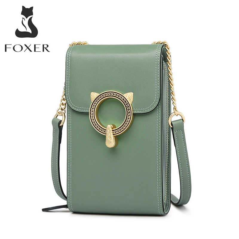 FOXER Women's Small Crossbody Bag Split Cow Leather Mini Ladies Shoulder  Handbag Purse