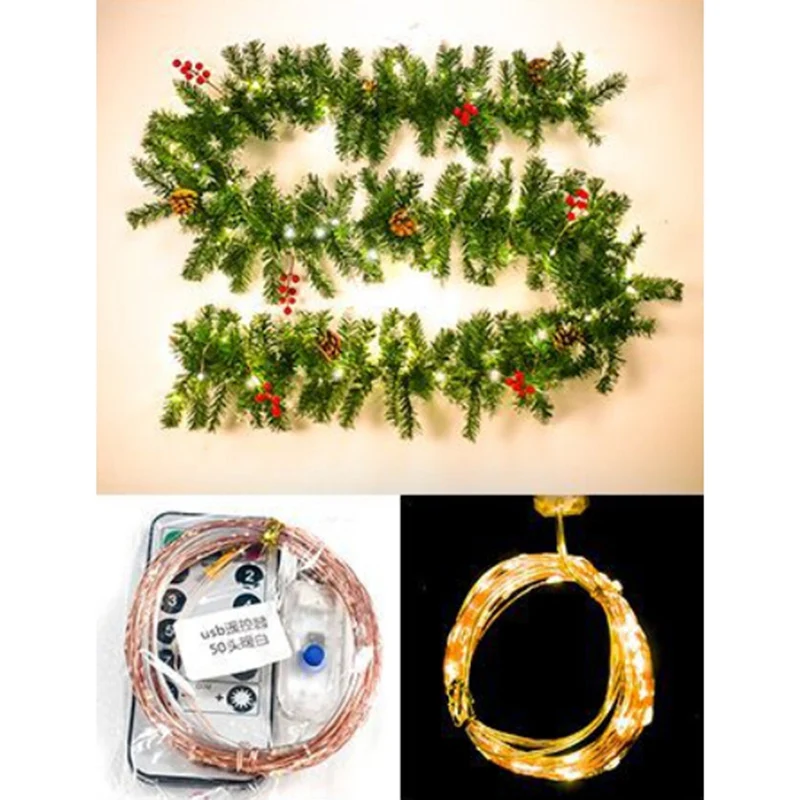 

Pre Lit Christmas Garland Fairy Lights Fireplace Door Party XMAS Decor Rattan UK