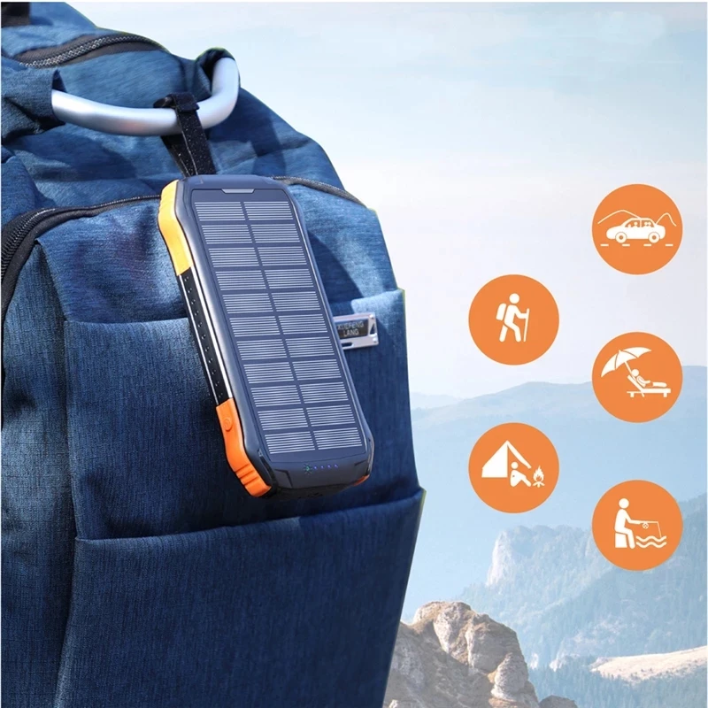 Solar 80000mah mobile power external battery 2 USB outdoor power portable mobile phone solar charger for Xiaomi iPhone portable charger for android