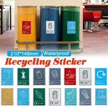

Trash Bin Stickers Classification Sign Recycle Bin Recycling Sticker Waste Signage Sign Waterproof General Waste Logo Garbage